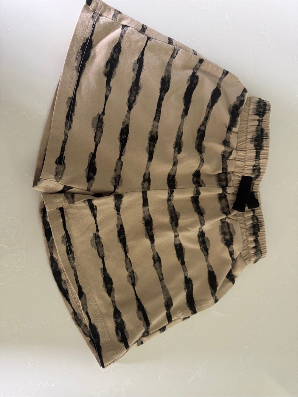 Women’s Tan Striped Elastic-Waist Shorts